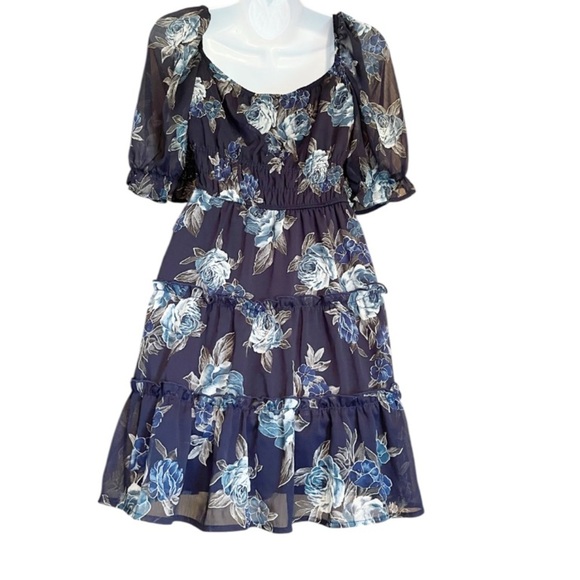Altar'd State Blue Ruffled Tiered Dress - Picture 2 of 4